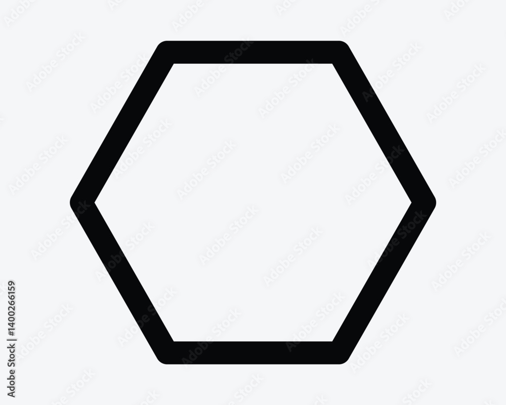 Hexagon Shape Outline Icon Geometric Geometry Hexagonal Border Polygon Graphic Vector Six Sides 6 Corner Frame Sign Symbol Artwork Illustration Blank Empty