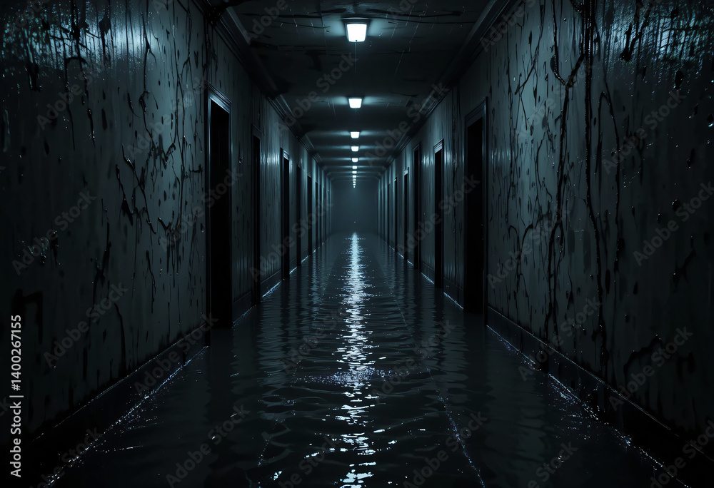 tunnel in the dark flooded tunnel in the dark flooded
