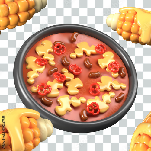 Vector advertising composition for Mexican cuisine business. Appetizing casserole