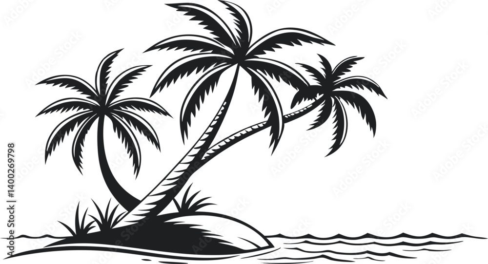 Obraz premium Palm-Tropical-Tree-Silhouette-Vector.eps