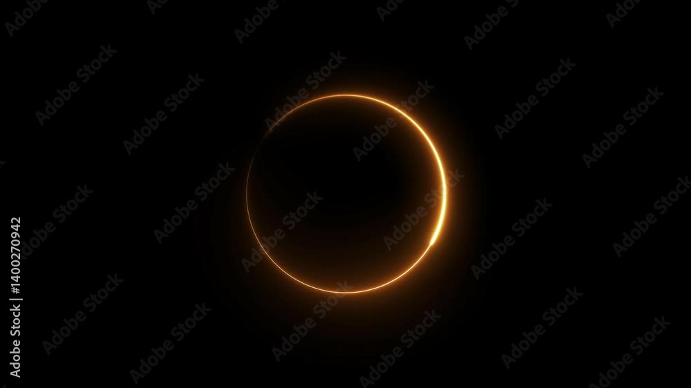 Circle loading icon neon bright orange color animation. On the black background uploading icon.