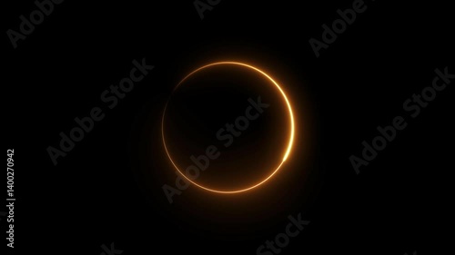 Circle loading icon neon bright orange color animation. On the black background uploading icon.