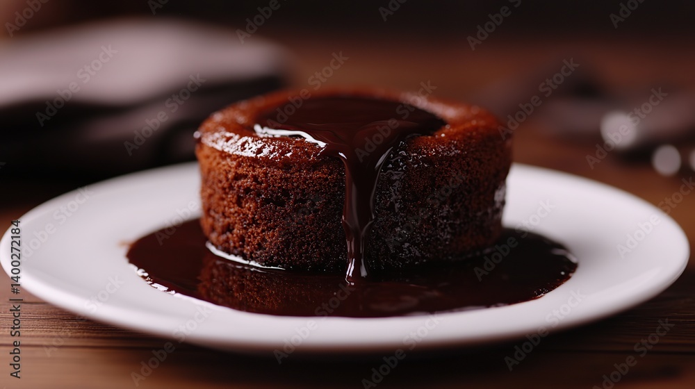 Chocolate lava cake with molten chocolate center, soft cake surrounding gooey chocolate inside Chocolate lava cake with molten chocolate center, soft cake surrounding gooey chocolate inside