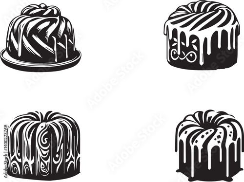 "Black Vector Baka Cake Icon – Minimalist Dessert Silhouette Design"