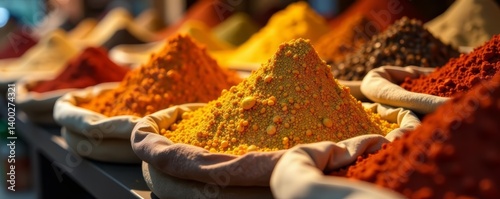 Panel kuchenny z motywem Close-up of variety of spices in small bags at famous market, variety, Israel, spices