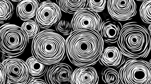 Abstract seamless pattern with circles. Monochrome vector illustration