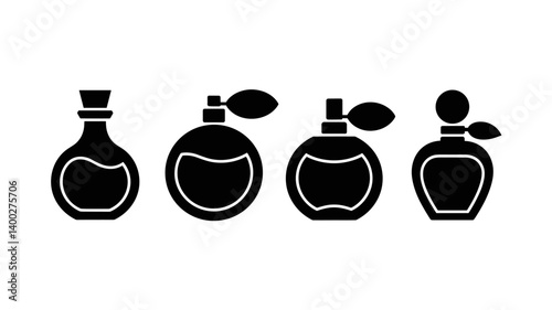 Elegance in Silhouette: Captivating black perfume bottles, exuding an air of luxury and allure. These exquisite vessels, with their varied designs and forms.