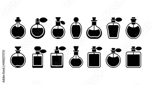 Elegant Perfume Bottles: A minimalist and captivating array of stylish perfume bottles in a collection, evoking feelings of luxury, style, and sophistication, each one a statement of elegance.