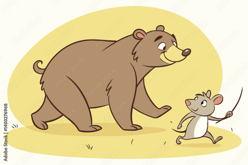 Walking bear and rat, animation on the yellow background (seamless loop) Walking bear and rat, animation on the yellow background (seamless loop)