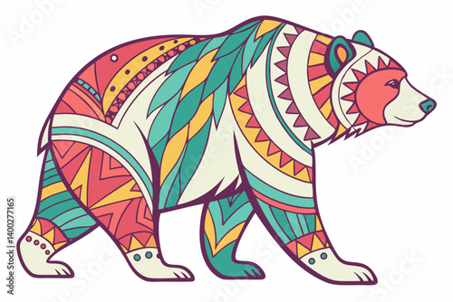 colorful styling bear for your design, isolated objects, vector illustration
