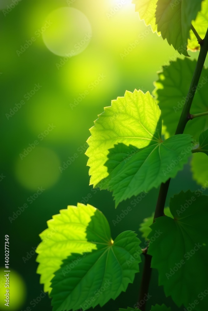 Close-up of vibrant green vine leaves under the sun in spring, foliage, natural, sunny Close-up of vibrant green vine leaves under the sun in spring, foliage, natural, sunny