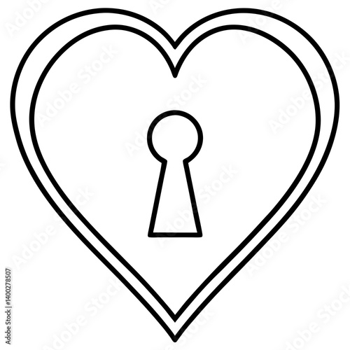 Elegant Heart Lock Line Drawing