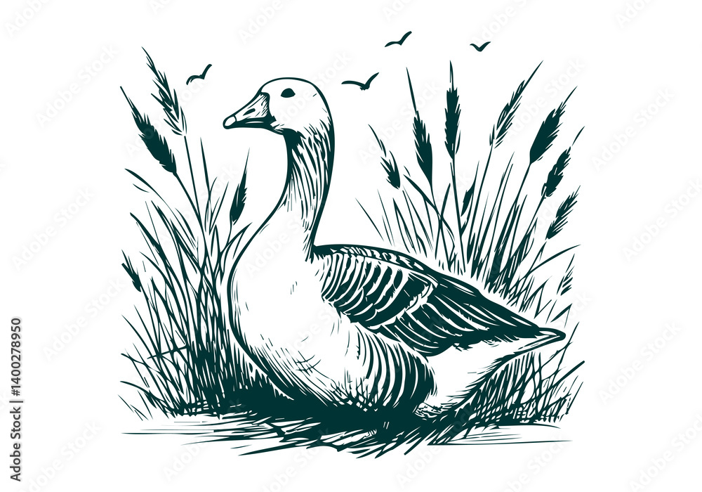 Goose hand drawn sketch illustration vector Goose hand drawn sketch illustration vector