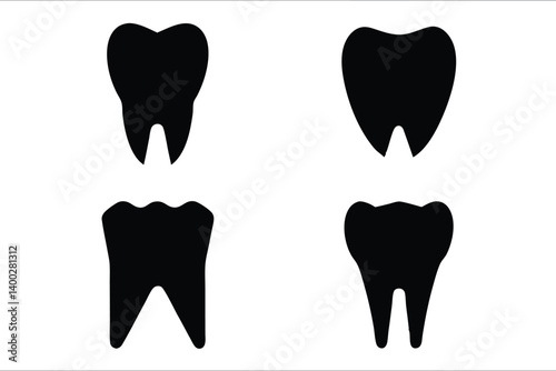 tooth silhouette vector set, tooth icon collections 