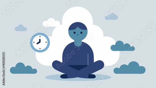Pensive Hourglass This illustration depicts the character sitting crosslegged their clock face indicating 1010. The hands are drooping slightly suggesting contemplation. The clock