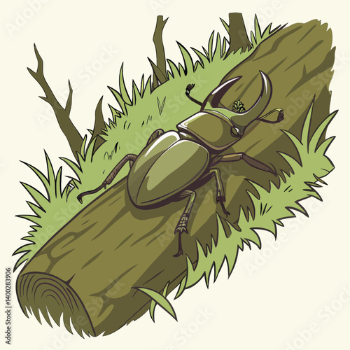 Cartoon Stag Beetle Vector Illustration