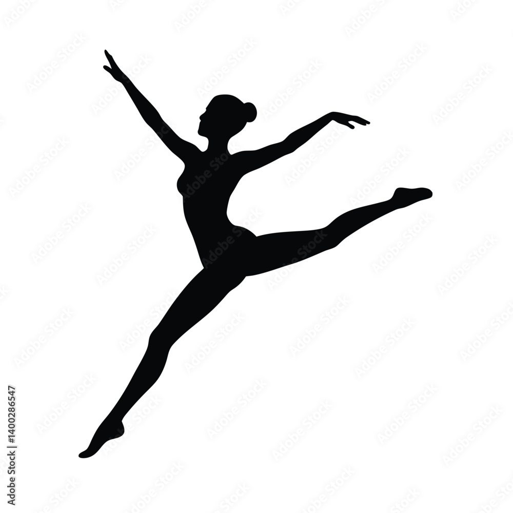 dancer mid jump vector art silhouette dancer mid jump vector art silhouette
