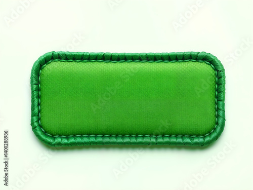 Obraz na płótnie Rectangular green fabric patch with thick stitching, ideal for textile mockups and branding visuals. Generative AI w salonie