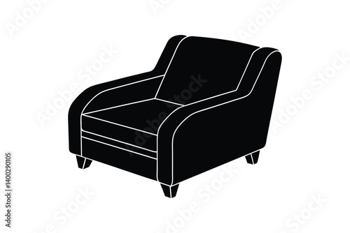Silhouette illustration of a recliner sofa chair.eps