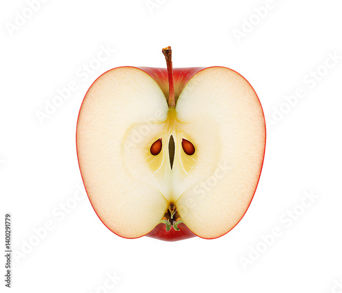 apple png. red apple fruit cut in half png. organic and juicy apple fruit full of water and vitamins isolated. Red apple png for healthy food promotions, organic branding, and diet campaign visuals