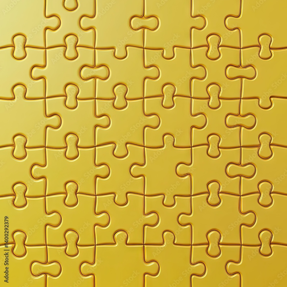A vibrant close-up of interlocking yellow puzzle pieces showcasing their smooth texture and unique shapes. set against a minimalistic background. symbolizing creativity and problem-solving A vibrant close-up of interlocking yellow puzzle pieces showcasing their smooth texture and unique shapes. set against a minimalistic background. symbolizing creativity and problem-solving