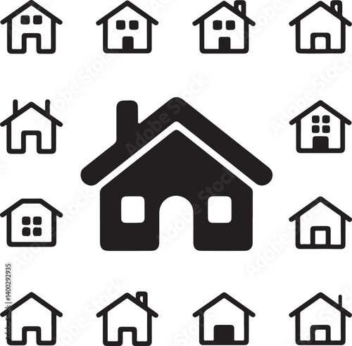 Collection of Home icon line art vector design.