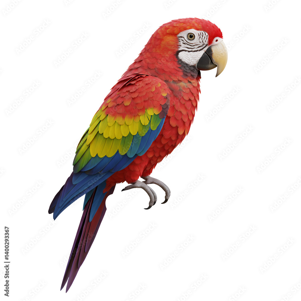 Obraz premium Parrot Perched on Simple Stick - Side Profile Icon