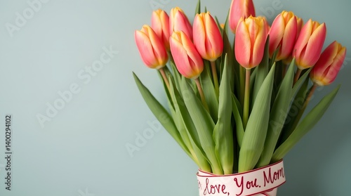 Tulip Bouquet with “Love You, Mom” Ribbon