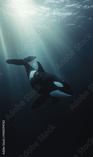 Killer whale swimming underwater