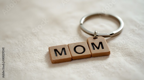 Custom “Mom” Keychain on Fabric