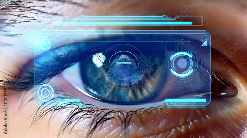 Futuristic Digital Interface Reflected in Human Eye