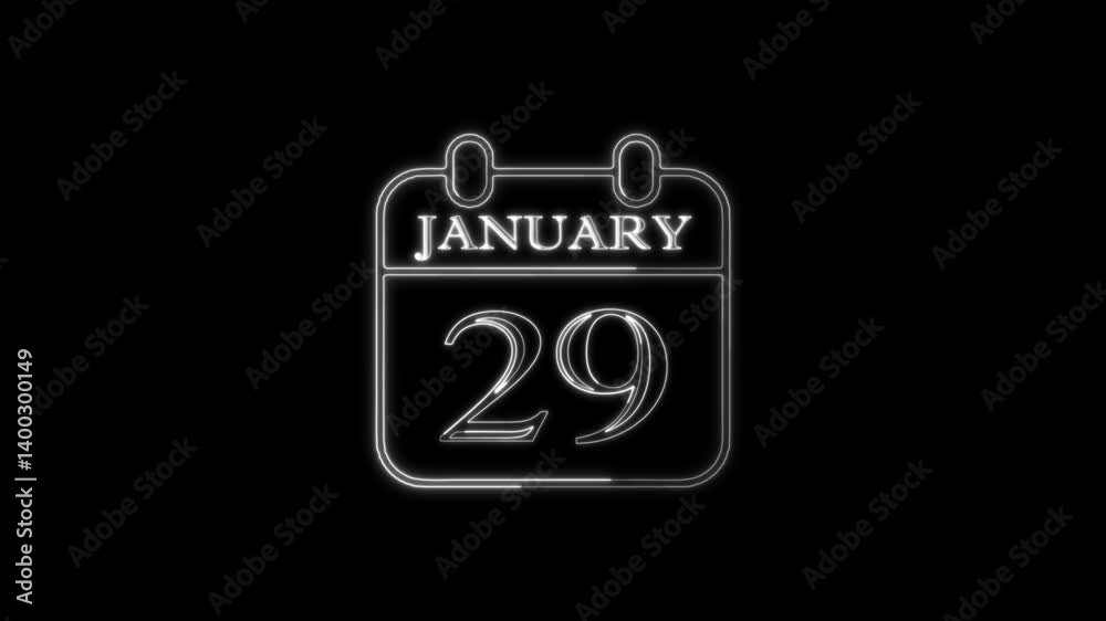 29 January calendar icon. Text page monthly web design on black background icon the month of January 29 29 January calendar icon. Text page monthly web design on black background icon the month of January 29