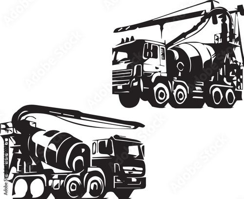 Black Vector Fiber Truck Illustration