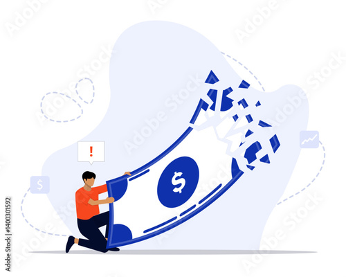 Money loss concept illustration. Suitable for landing page, ui, web, App intro card, editorial, flyer, and banner.