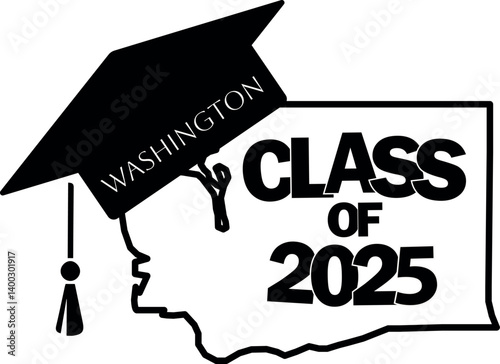 Class of 2025 graduation vector design Washington state silhouette.