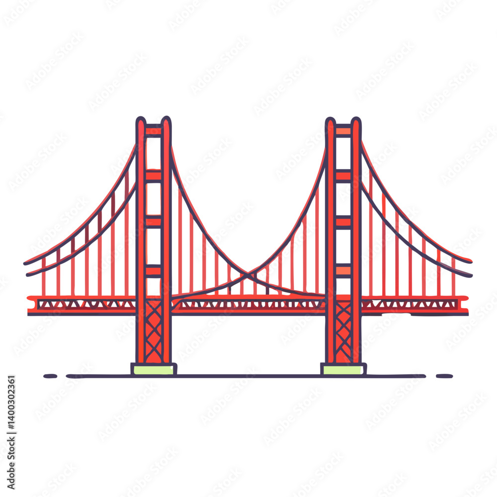 Obraz premium golden gate bridge icon, golden gate bridge vector illustration-simple illustration of golden gate bridge, perfect for golden gate bridge logos and icons