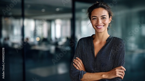 Professional Portrait of Smiling Businesswoman in Modern Office