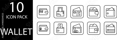 wallet icon design set