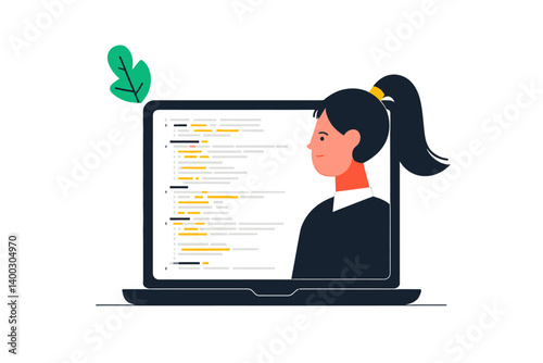 Female Programmer Coding, Software Development, Technology, Computer Science, Web Development