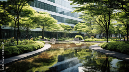 Obraz na płótnie Serene Urban Oasis w salonie