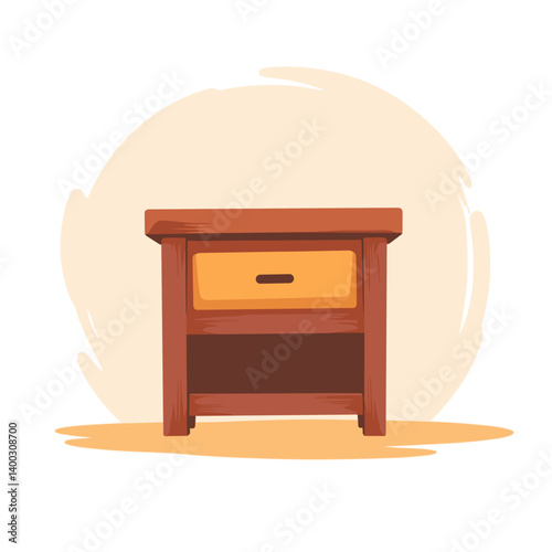 Wooden nightstand with drawer in minimalistic style  