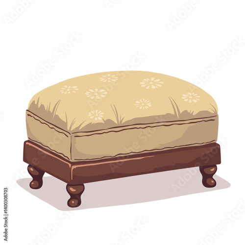 Cozy upholstered footstool with floral pattern  