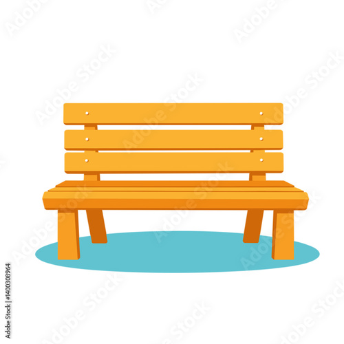 Wooden bench in vibrant yellow against a blue base  