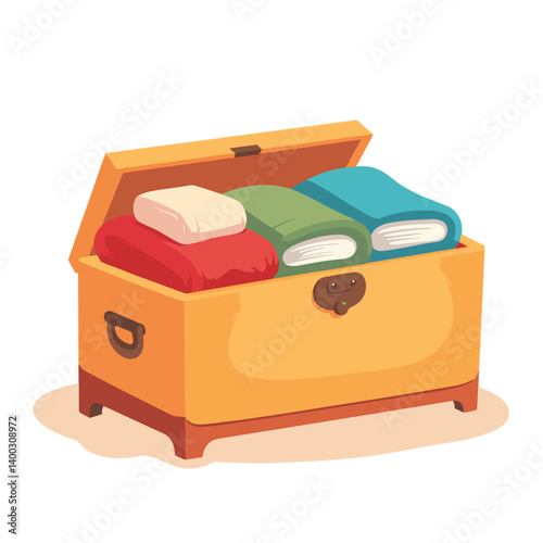 Colorful towels neatly stored in a wooden chest  