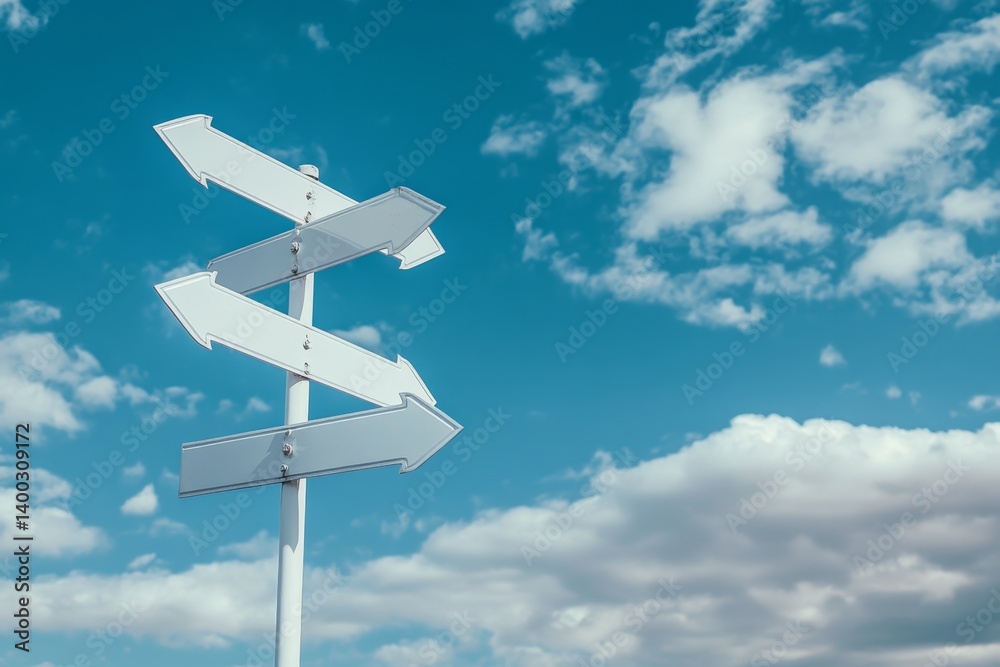 Directional signpost under a vibrant sky Directional signpost under a vibrant sky