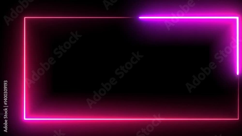 Wallpaper Mural Neon Pink and Purple Glowing Rectangle Frame on Black Background Torontodigital.ca