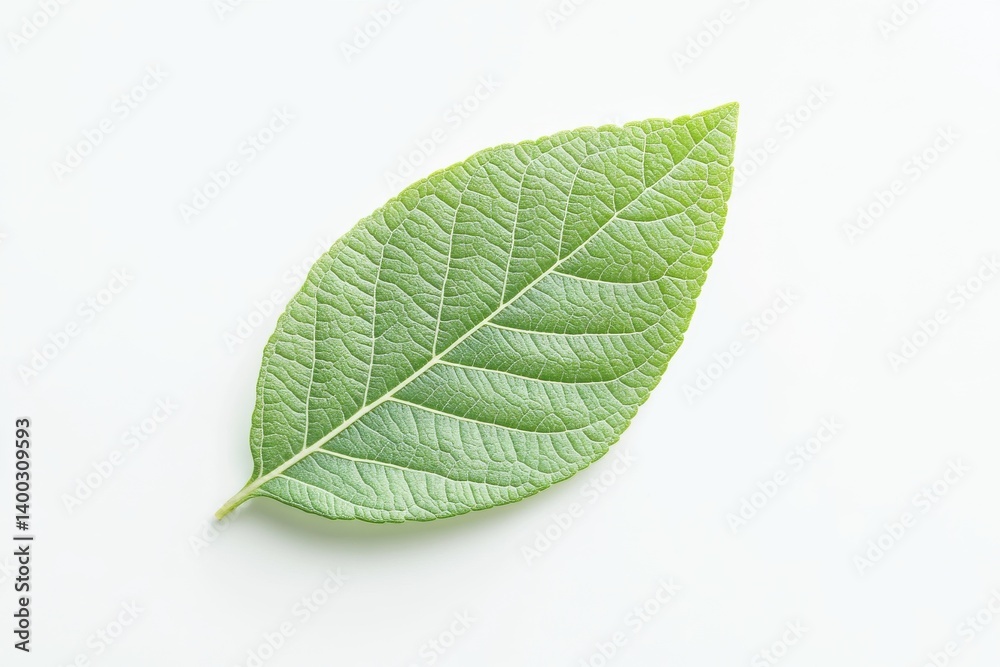 Fototapeta premium Minimal leaf form, isolated on white, perfect for eco-friendly label design
