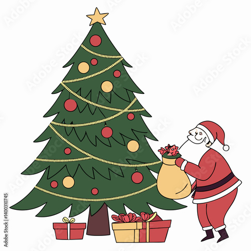santa claus and christmas tree