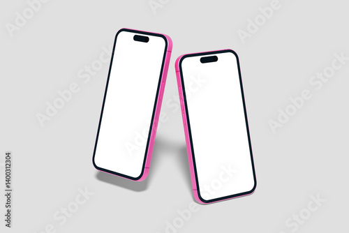 Blank pink smart Phone 16 mockup 
