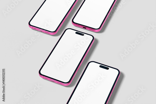 Blank pink smart Phone 16 mockup 